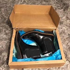 Zara Leather Studded Chelsea Booties